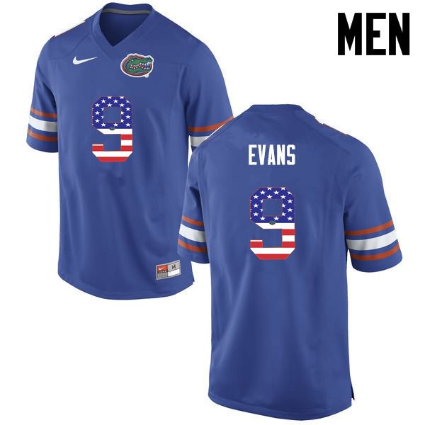 Men's NCAA Florida Gators Josh Evans #9 Stitched Authentic USA Flag Fashion Nike Blue College Football Jersey VYM0165ZJ